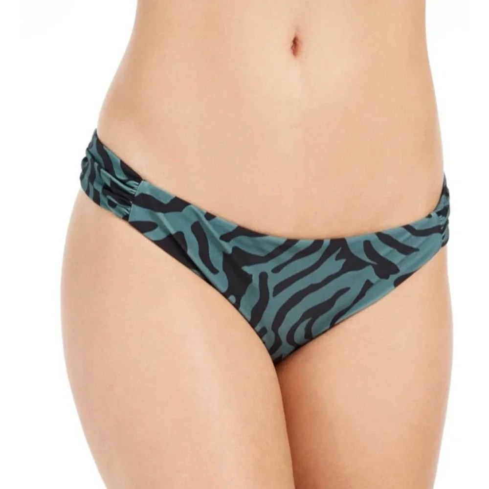 Bar III Safari Sage Zebra Print Hipster Bikini Bottoms XL MBSA20518 Green Black